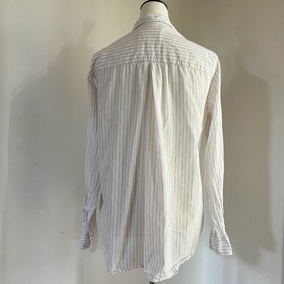 Grayson Frank & Eileen Taupe Tan Striped Button Up Top Shirt Size 3 - Picture 4 of 10